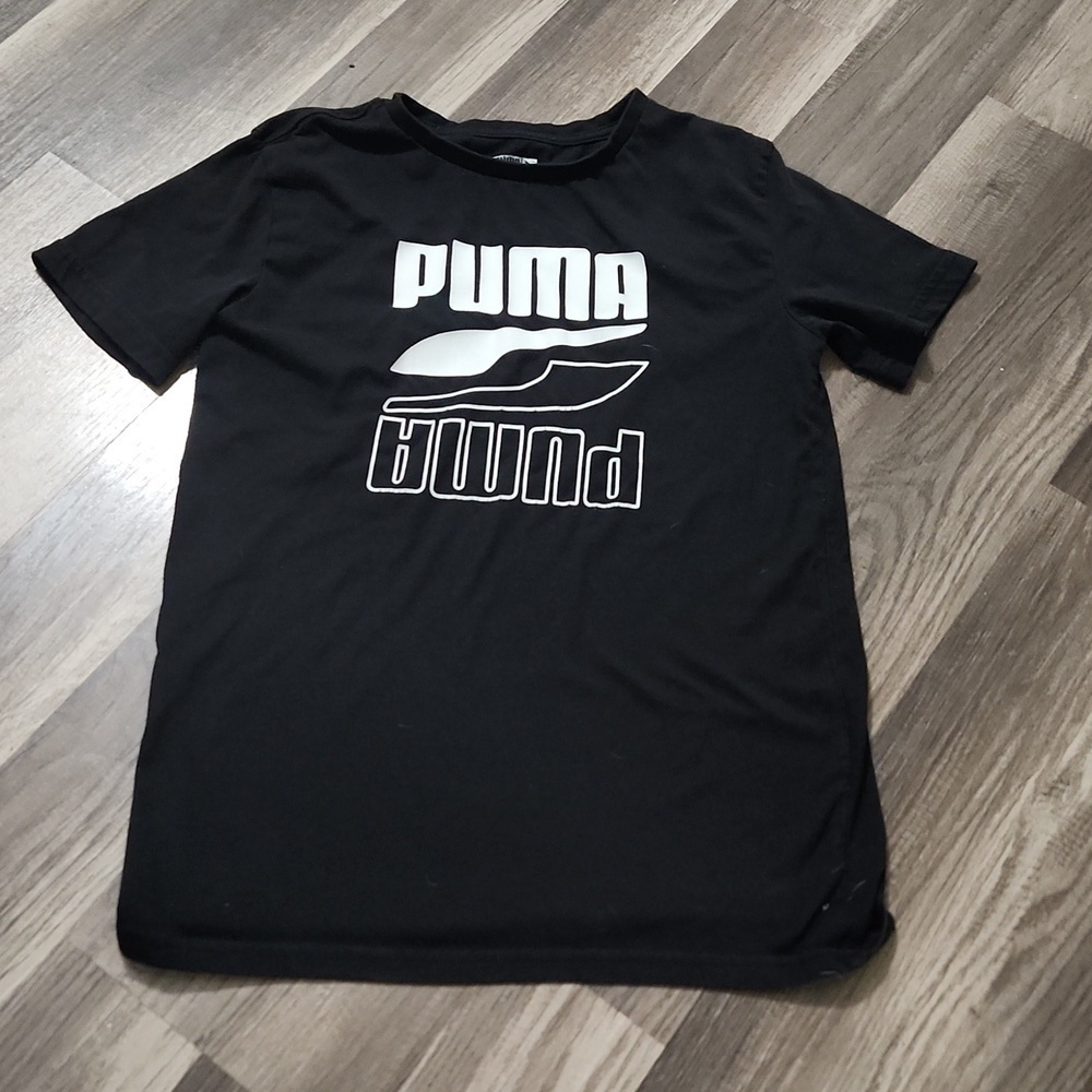 PUMA Black and White Logo  Short Sleeve T SHIRT Size 14/16